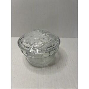 VINTAGE KIG INDONESIA CLEAR GLASS SUGAR CANDY COVERED BOWL
